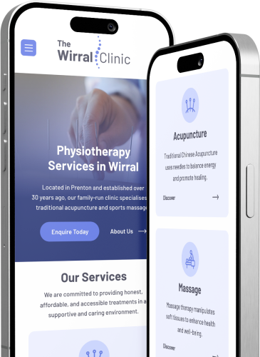 Screenshot of Wirral Clinic Responsive Website on iPhone